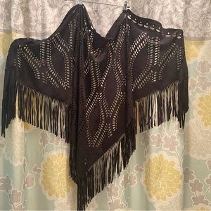Faux suede shawl